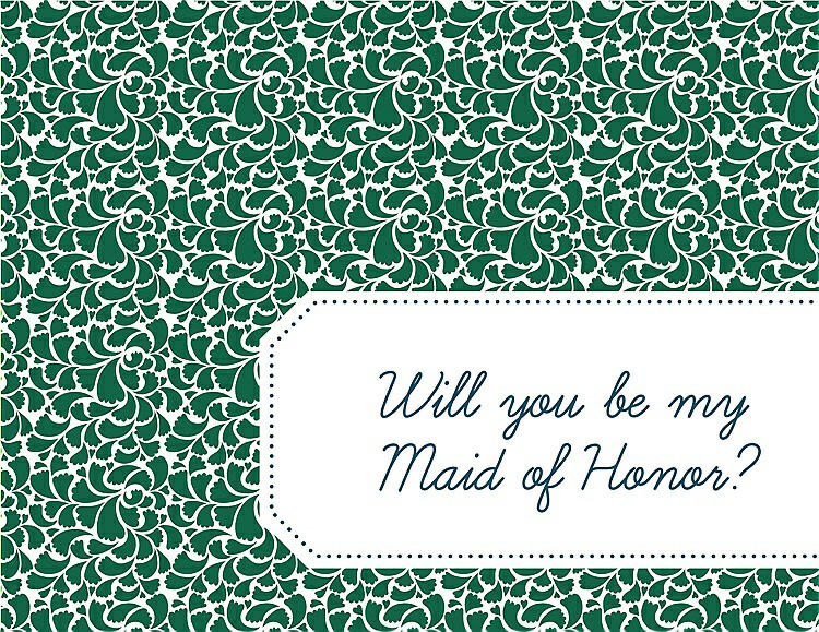 Front View - Pine Green & Peacock Teal Will You Be My Maid of Honor Card - Petal