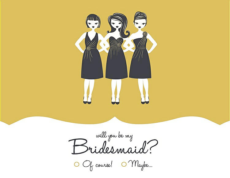 Front View - Marigold & Ebony Will You Be My Bridesmaid Card - Girls Checkbox