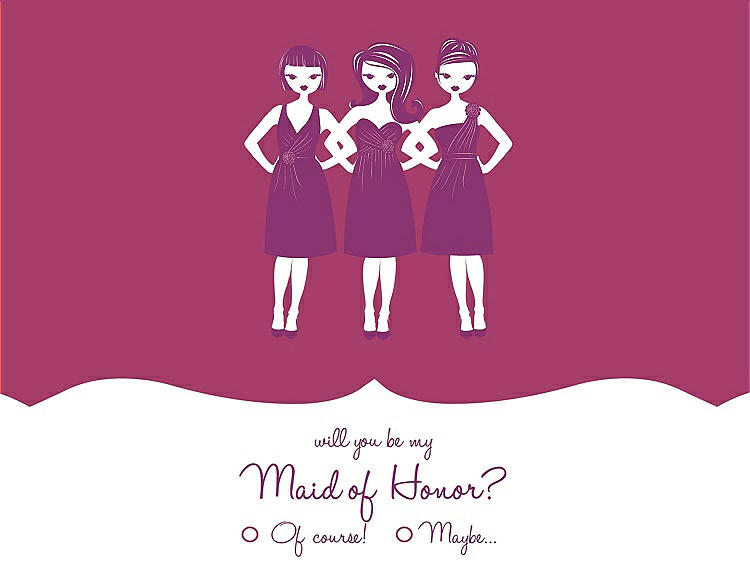Front View - Berry Twist & Persian Plum Will You Be My Maid of Honor Card - Girls Checkbox