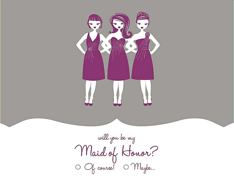 Front View - Cathedral & Persian Plum Will You Be My Maid of Honor Card - Girls Checkbox