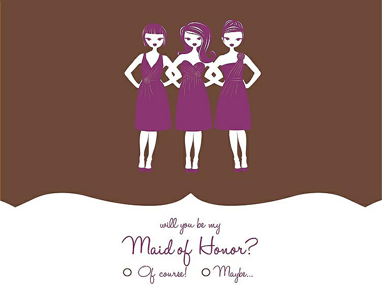 Front View - Cinnamon & Persian Plum Will You Be My Maid of Honor Card - Girls Checkbox