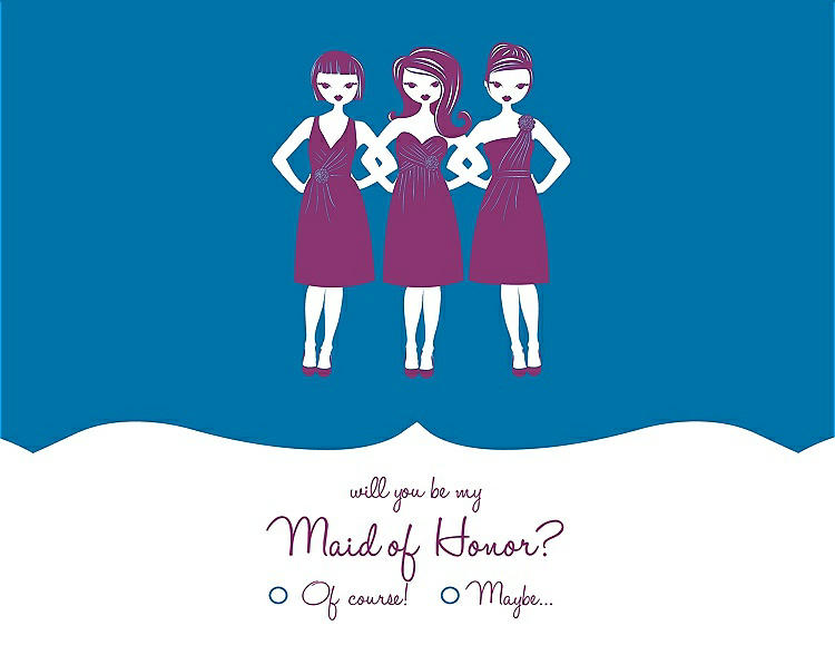 Front View - Lotus & Persian Plum Will You Be My Maid of Honor Card - Girls Checkbox
