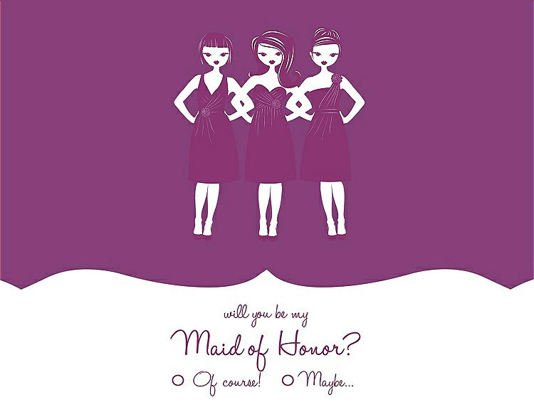 Front View - Paradise & Persian Plum Will You Be My Maid of Honor Card - Girls Checkbox