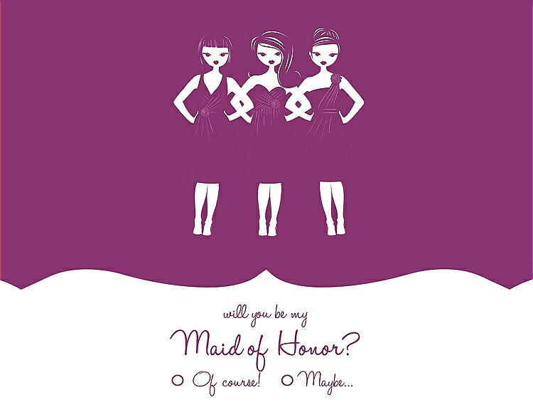 Front View - Persian Plum & Persian Plum Will You Be My Maid of Honor Card - Girls Checkbox