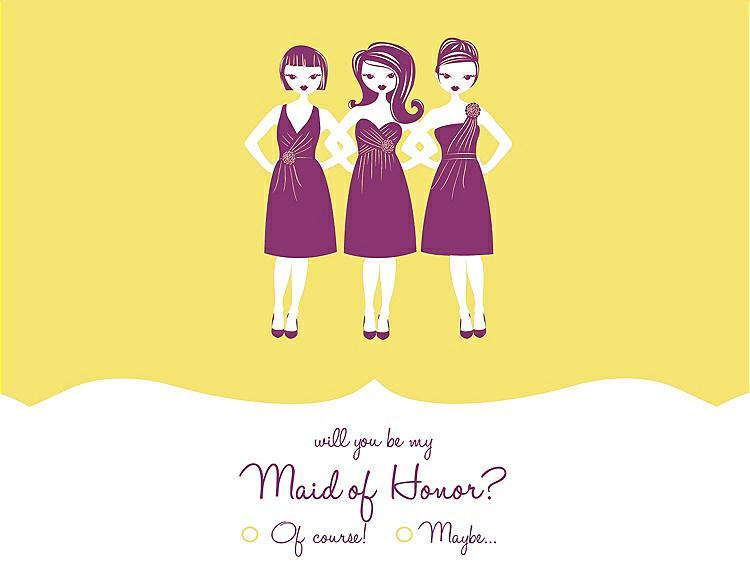 Front View - Snapdragon & Persian Plum Will You Be My Maid of Honor Card - Girls Checkbox