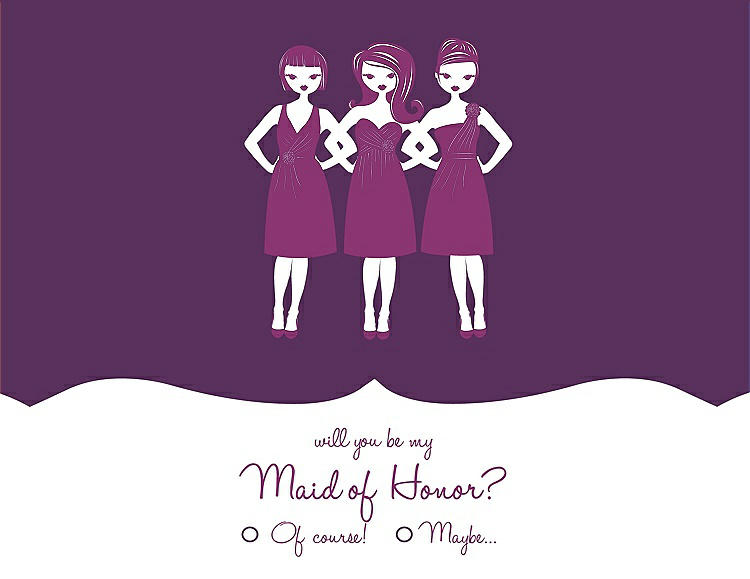 Front View - African Violet & Persian Plum Will You Be My Maid of Honor Card - Girls Checkbox