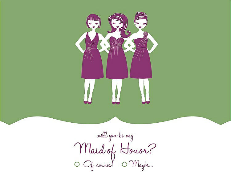 Front View - Appletini & Persian Plum Will You Be My Maid of Honor Card - Girls Checkbox