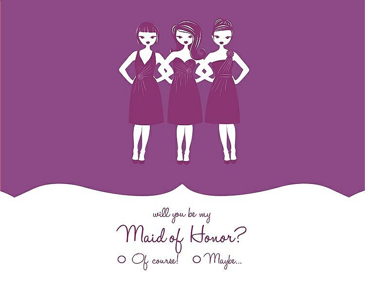Front View - Dahlia & Persian Plum Will You Be My Maid of Honor Card - Girls Checkbox