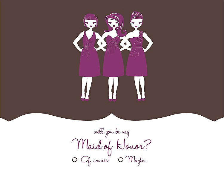 Front View - Drift Wood & Persian Plum Will You Be My Maid of Honor Card - Girls Checkbox