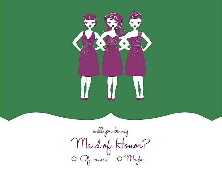 Front View - Ivy & Persian Plum Will You Be My Maid of Honor Card - Girls Checkbox