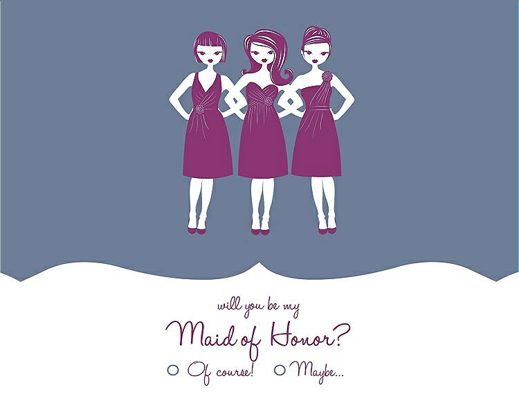 Front View - Larkspur Blue & Persian Plum Will You Be My Maid of Honor Card - Girls Checkbox