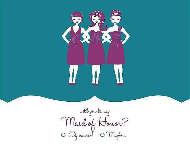 Front View - Niagara & Persian Plum Will You Be My Maid of Honor Card - Girls Checkbox