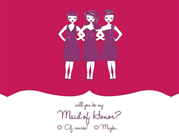 Front View - Posie & Persian Plum Will You Be My Maid of Honor Card - Girls Checkbox