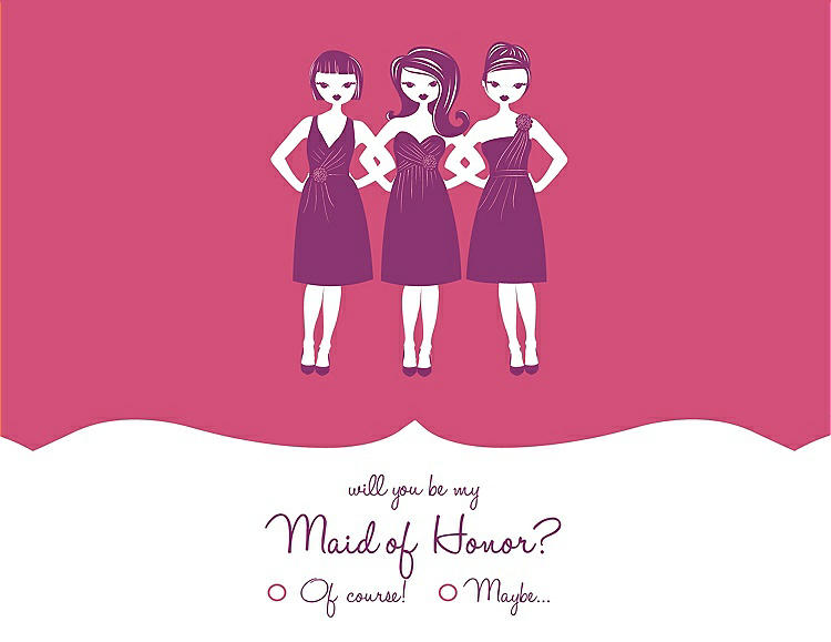 Front View - Rose Quartz & Persian Plum Will You Be My Maid of Honor Card - Girls Checkbox