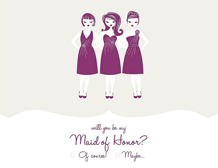Front View - Snow White & Persian Plum Will You Be My Maid of Honor Card - Girls Checkbox