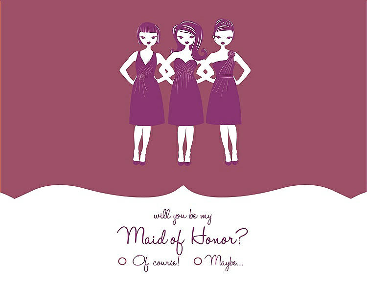 Front View - Tea Rose & Persian Plum Will You Be My Maid of Honor Card - Girls Checkbox