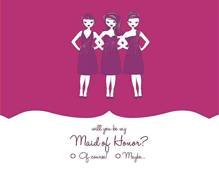 Front View - Tutti Frutti & Persian Plum Will You Be My Maid of Honor Card - Girls Checkbox
