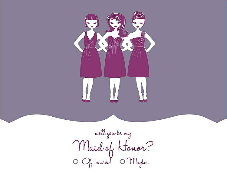 Front View - Wisteria & Persian Plum Will You Be My Maid of Honor Card - Girls Checkbox