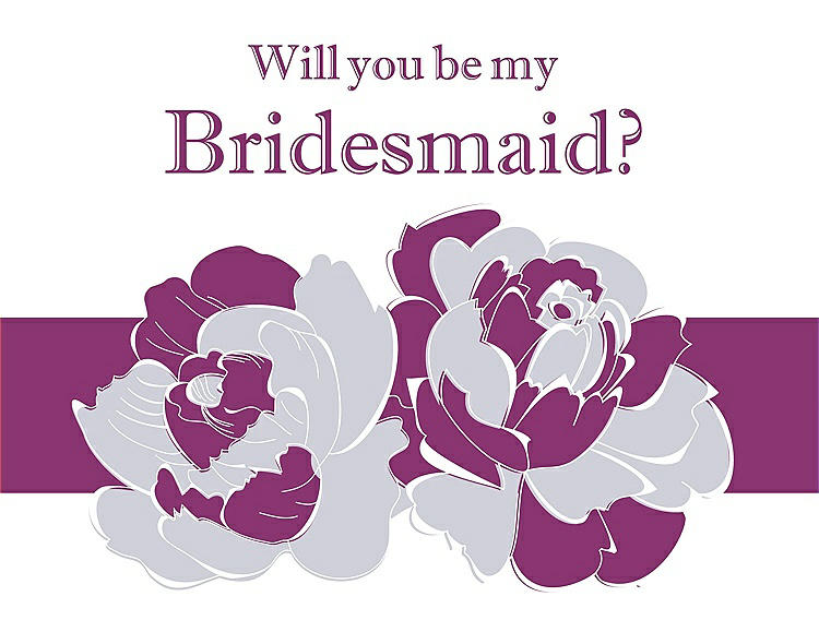 Front View - Dove & Persian Plum Will You Be My Bridesmaid Card - 2 Color Flowers