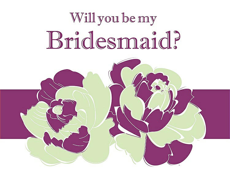 Front View - Honey Dew & Persian Plum Will You Be My Bridesmaid Card - 2 Color Flowers
