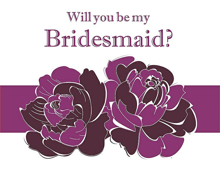 Front View - Bordeaux & Persian Plum Will You Be My Bridesmaid Card - 2 Color Flowers
