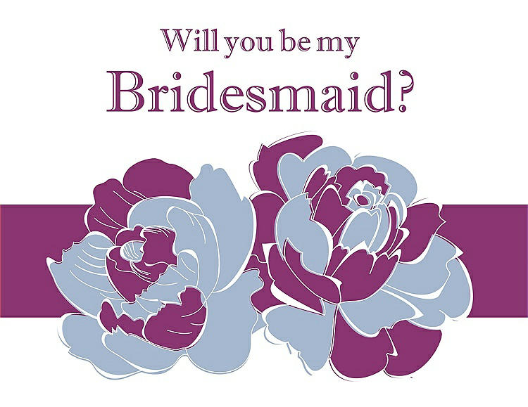 Front View - Cloudy & Persian Plum Will You Be My Bridesmaid Card - 2 Color Flowers