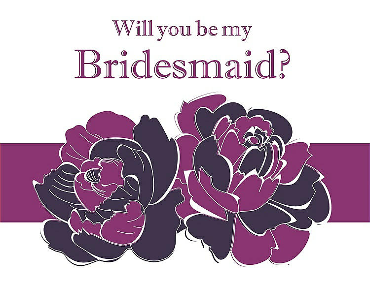 Front View - Concord & Persian Plum Will You Be My Bridesmaid Card - 2 Color Flowers