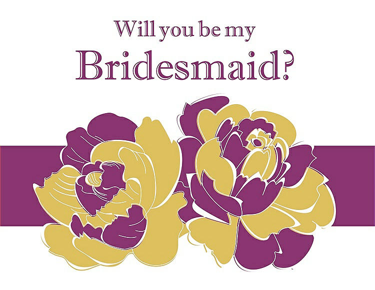 Front View - Daffodil & Persian Plum Will You Be My Bridesmaid Card - 2 Color Flowers
