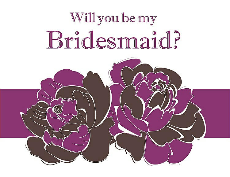 Front View - Drift Wood & Persian Plum Will You Be My Bridesmaid Card - 2 Color Flowers