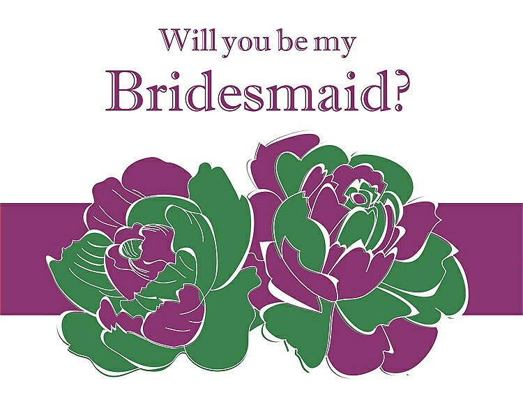 Front View - Ivy & Persian Plum Will You Be My Bridesmaid Card - 2 Color Flowers