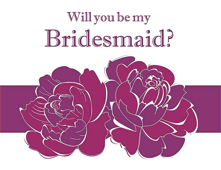 Front View - Merlot & Persian Plum Will You Be My Bridesmaid Card - 2 Color Flowers