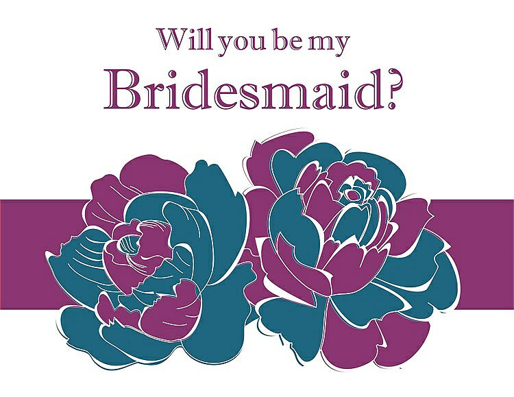 Front View - Mosaic & Persian Plum Will You Be My Bridesmaid Card - 2 Color Flowers