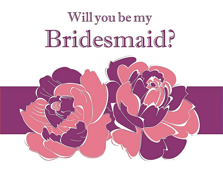 Front View - Nectar & Persian Plum Will You Be My Bridesmaid Card - 2 Color Flowers