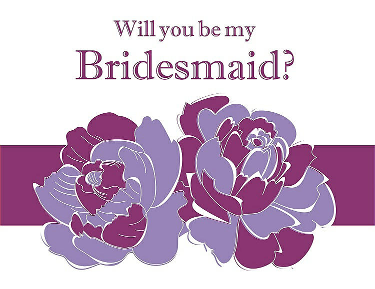 Front View - Pansy & Persian Plum Will You Be My Bridesmaid Card - 2 Color Flowers