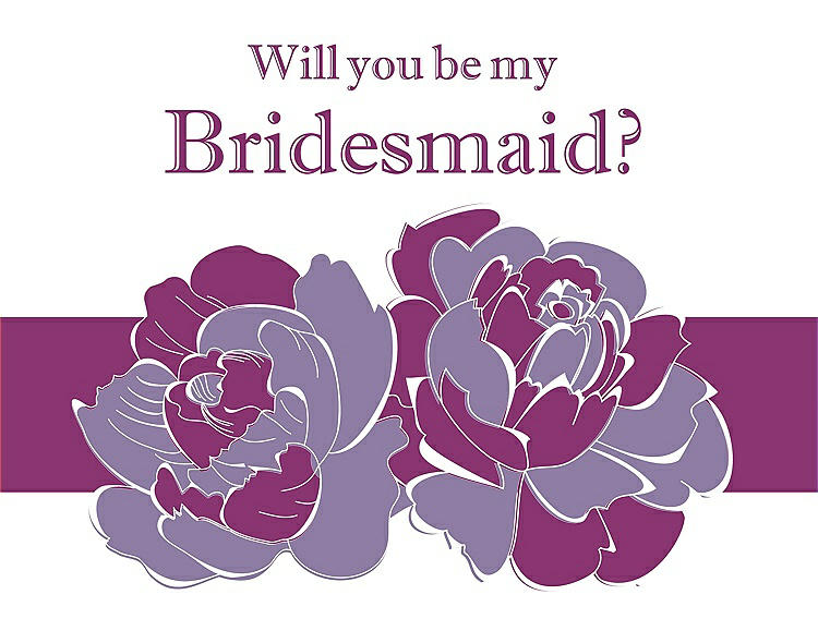 Front View - Passion & Persian Plum Will You Be My Bridesmaid Card - 2 Color Flowers