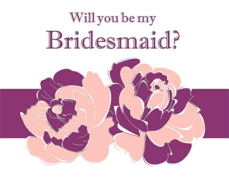 Front View - Primrose & Persian Plum Will You Be My Bridesmaid Card - 2 Color Flowers