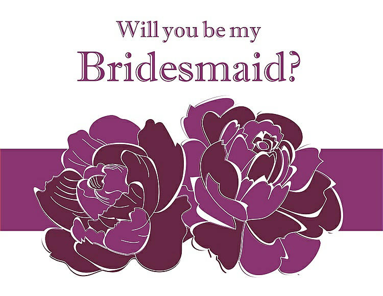 Front View - Ruby & Persian Plum Will You Be My Bridesmaid Card - 2 Color Flowers