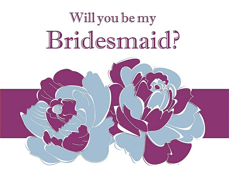 Front View - Slate & Persian Plum Will You Be My Bridesmaid Card - 2 Color Flowers