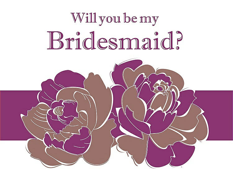 Front View - Toffee & Persian Plum Will You Be My Bridesmaid Card - 2 Color Flowers