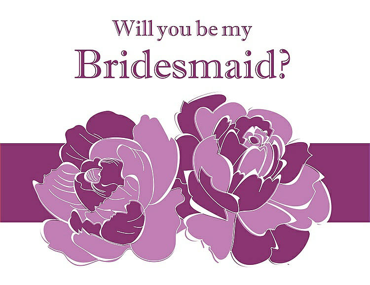 Front View - Tulip & Persian Plum Will You Be My Bridesmaid Card - 2 Color Flowers