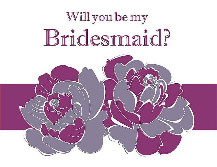 Front View - Wisteria & Persian Plum Will You Be My Bridesmaid Card - 2 Color Flowers