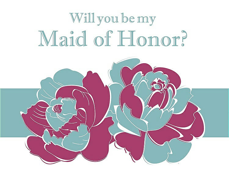 Front View - Berry Twist & Seaside Will You Be My Maid of Honor Card - 2 Color Flowers