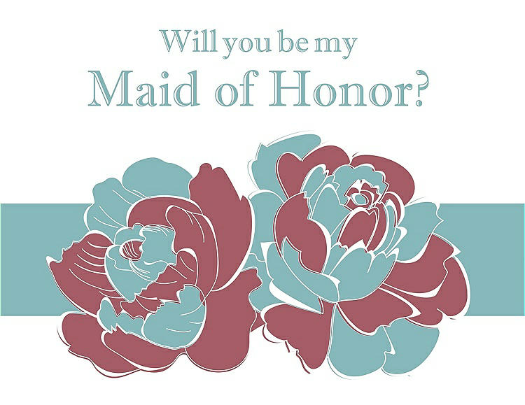 Front View - Spanish Rose & Seaside Will You Be My Maid of Honor Card - 2 Color Flowers