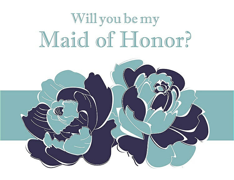 Front View - Amethyst & Seaside Will You Be My Maid of Honor Card - 2 Color Flowers
