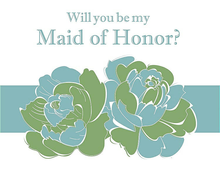 Front View - Appletini & Seaside Will You Be My Maid of Honor Card - 2 Color Flowers