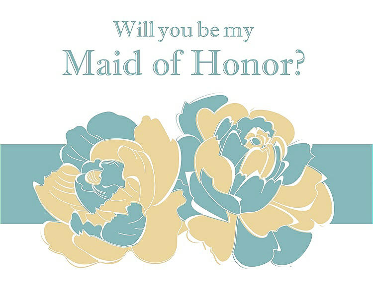 Front View - Buttercup & Seaside Will You Be My Maid of Honor Card - 2 Color Flowers