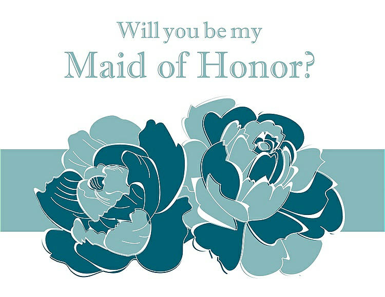 Front View - Caspian & Seaside Will You Be My Maid of Honor Card - 2 Color Flowers