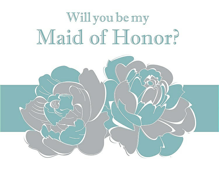 Front View - Frost & Seaside Will You Be My Maid of Honor Card - 2 Color Flowers