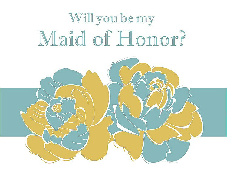 Front View - Marigold & Seaside Will You Be My Maid of Honor Card - 2 Color Flowers
