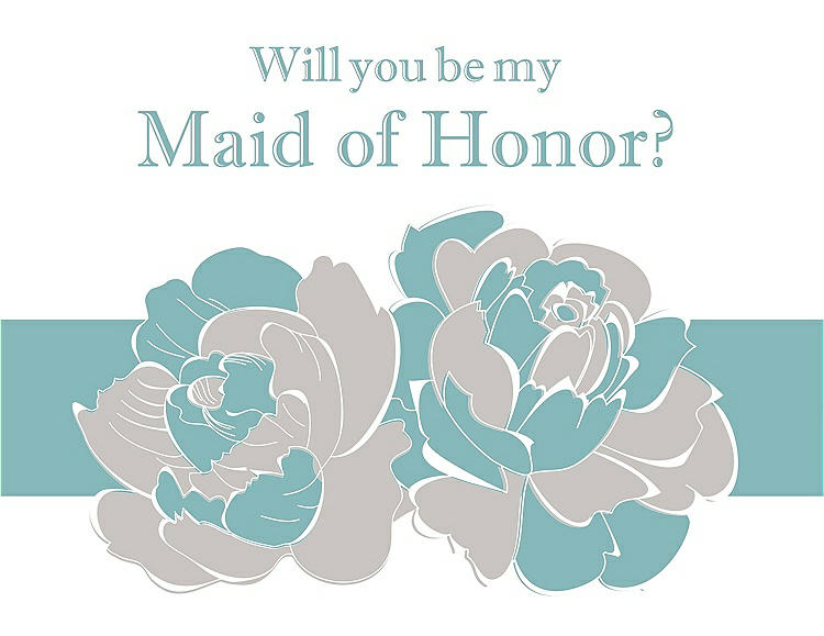 Front View - Oyster & Seaside Will You Be My Maid of Honor Card - 2 Color Flowers